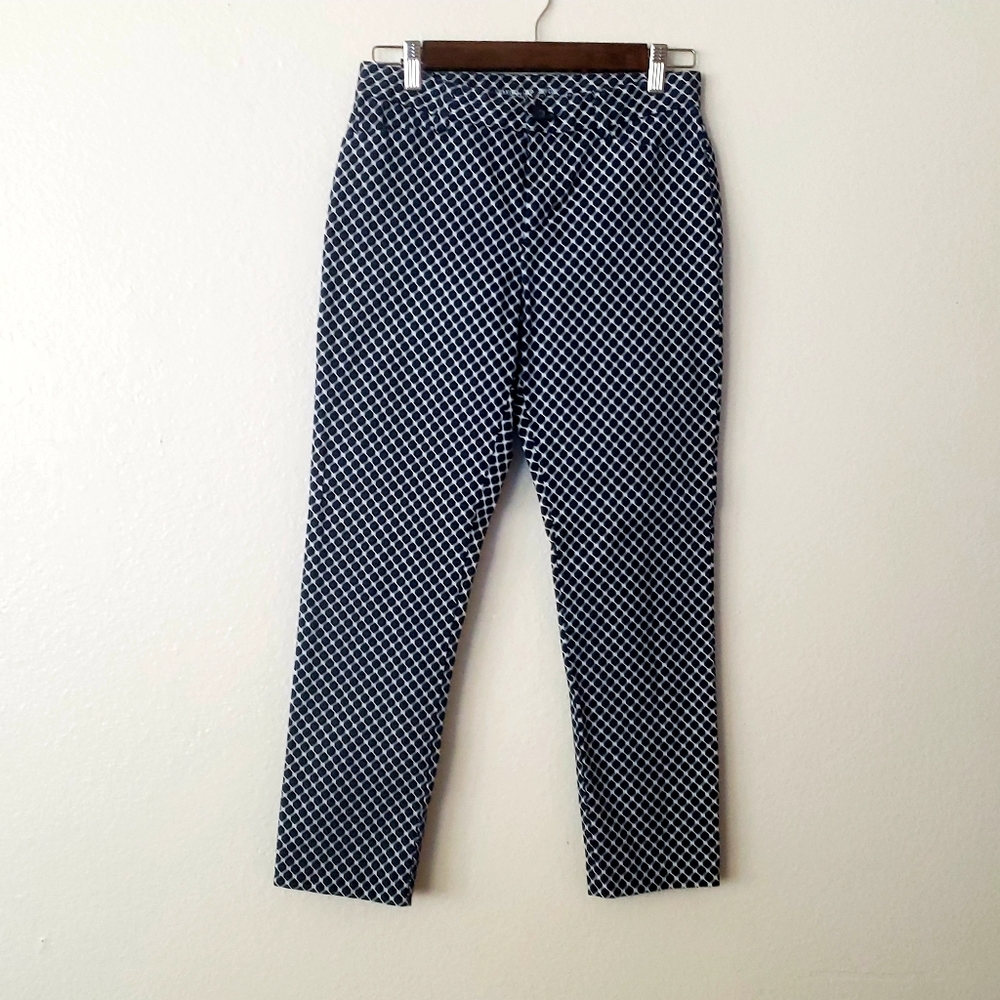 Khakis By GAP Slim City Blue Print Cotton Pants 0